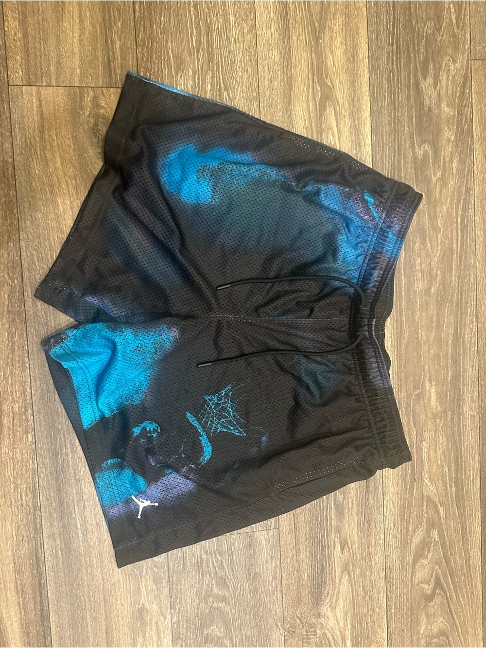 Jordan Black & Teal Athletic Mesh Shorts with Drawstring